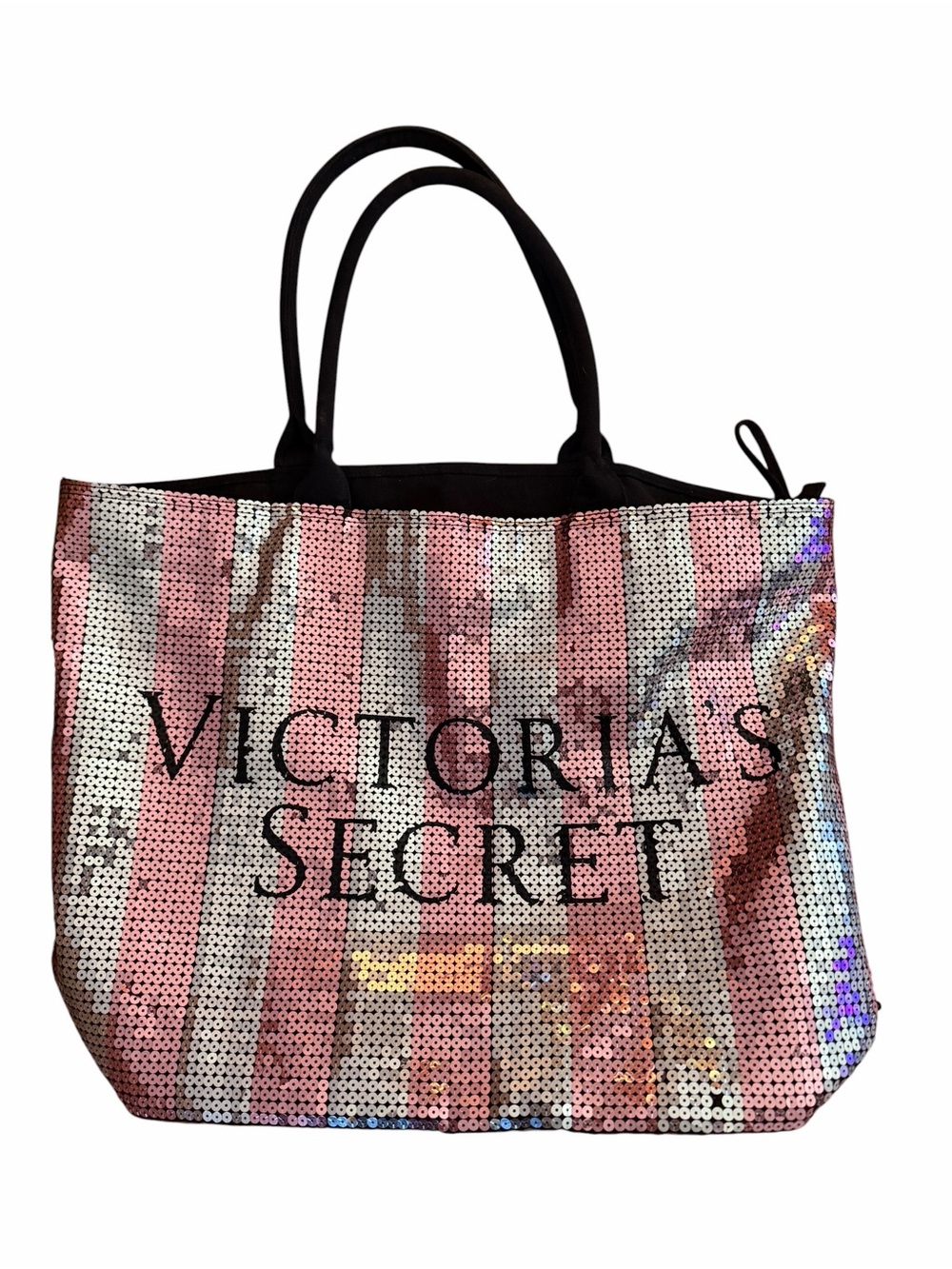 Victoria's Secret Pink Sequin Stripe Large Tote